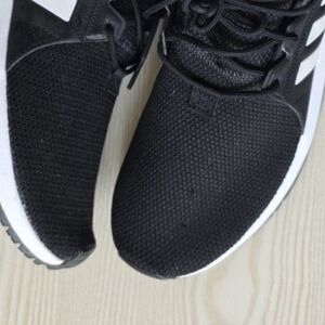 Adidas Men's Black Mesh Sneakers with White Stripes